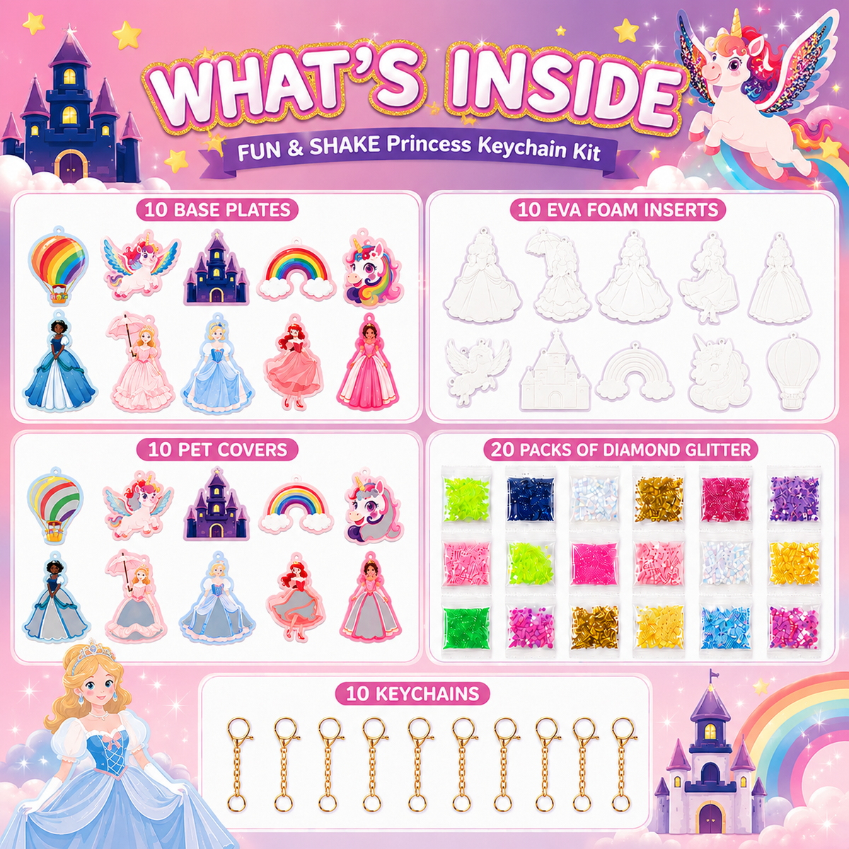 DIY Princess-Style Keychain Craft Kit for Kids