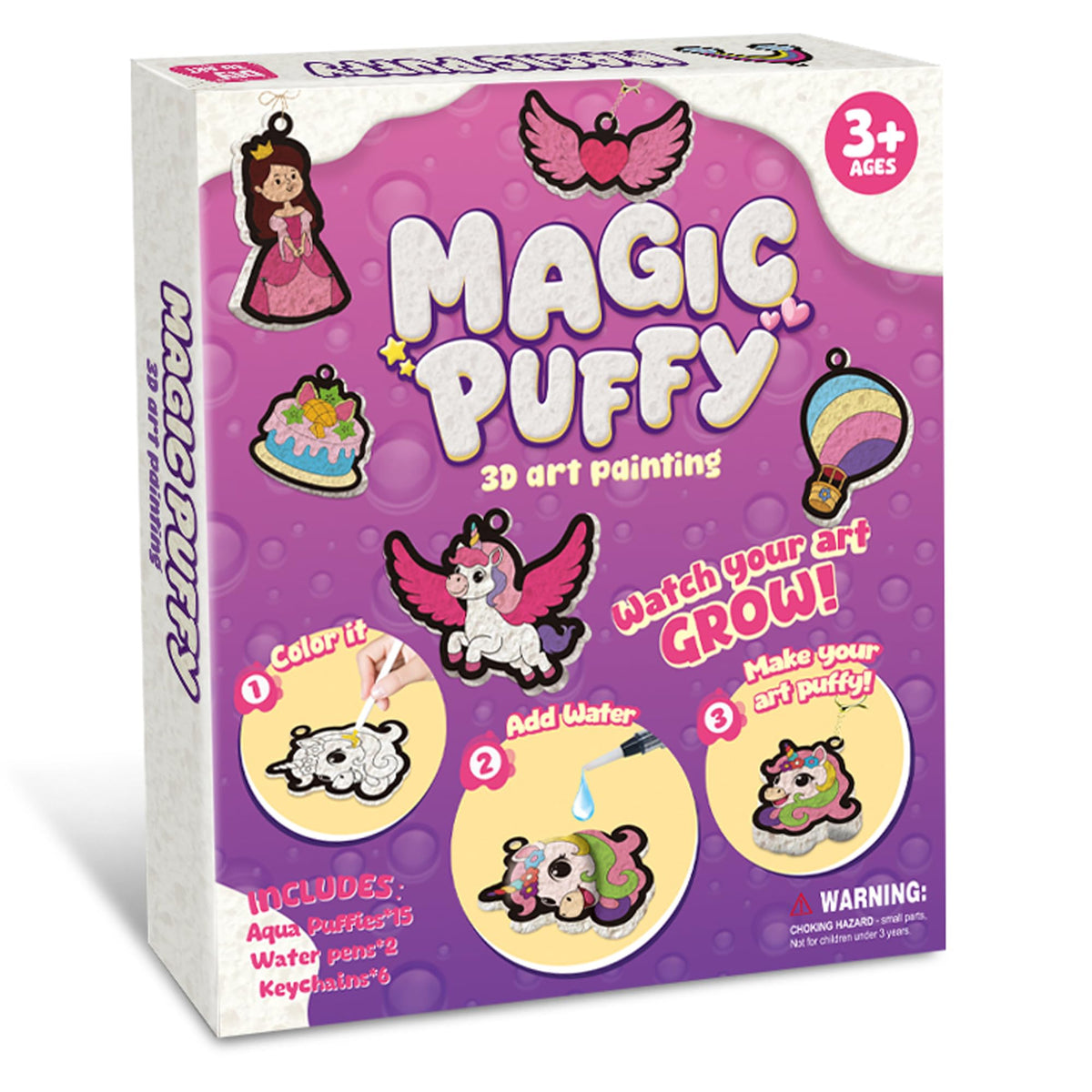 MZYTOZA Magic Foam Texture Painting Kit - 3D Art Craft Magic Puffs Paint Kit, 15 Mess-Free Paint by Number Craft for Kids (Pink)
