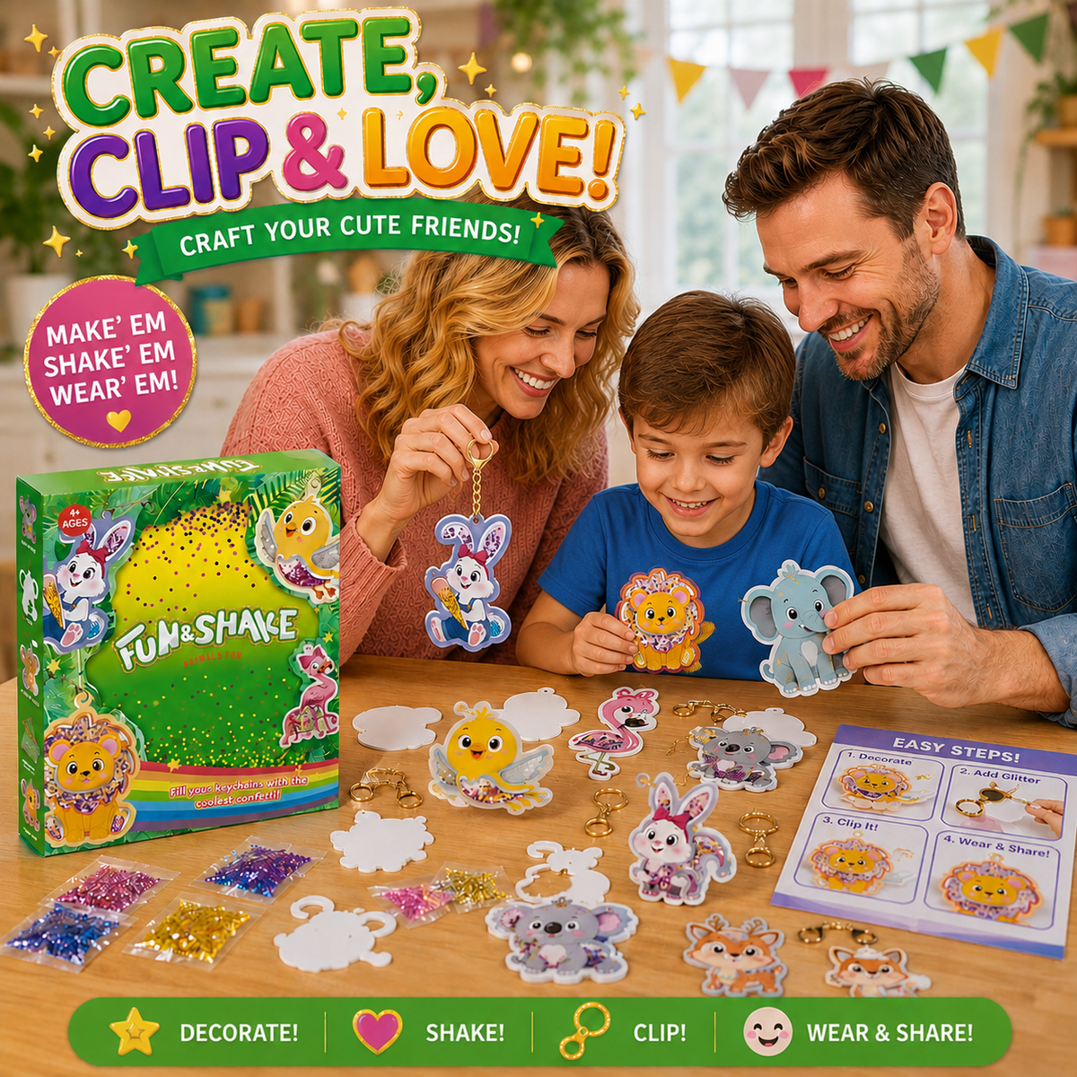 Animal-themed DIY Keychain Craft Kit for Kids