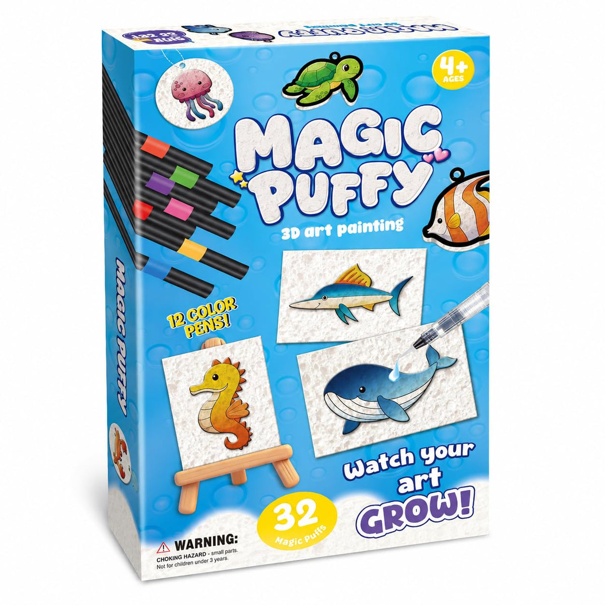 MZYTOZA Magic Foam Texture Painting Kit - 3D Art Craft Magic Puffs Paint Kit, 15 Mess-Free Paint by Number Craft for Kids (Pink)