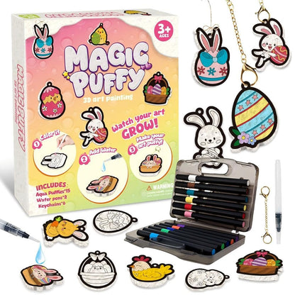 MZYTOZA Magic Foam Texture Painting Kit - 3D Art Craft Magic Puffs Paint Kit, 15 Mess-Free Paint by Number Craft for Kids (Pink)